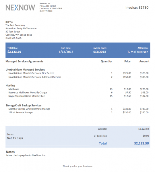 Show Child Agreement Details on Invoices - NexNow